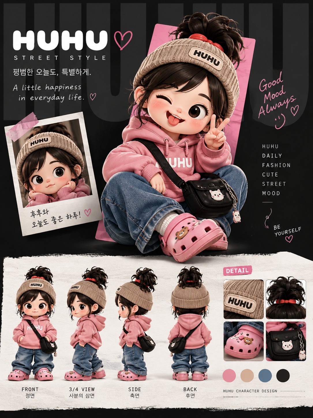 모모인 캐릭터 후후 (HUHU) 스트릿 스타일